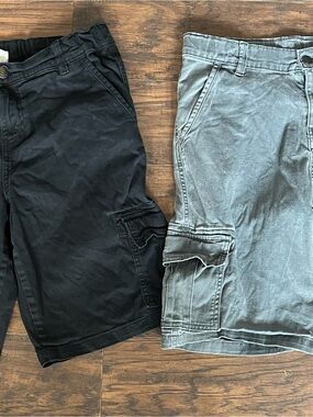 Men's Cargo Shorts - Black and Gray